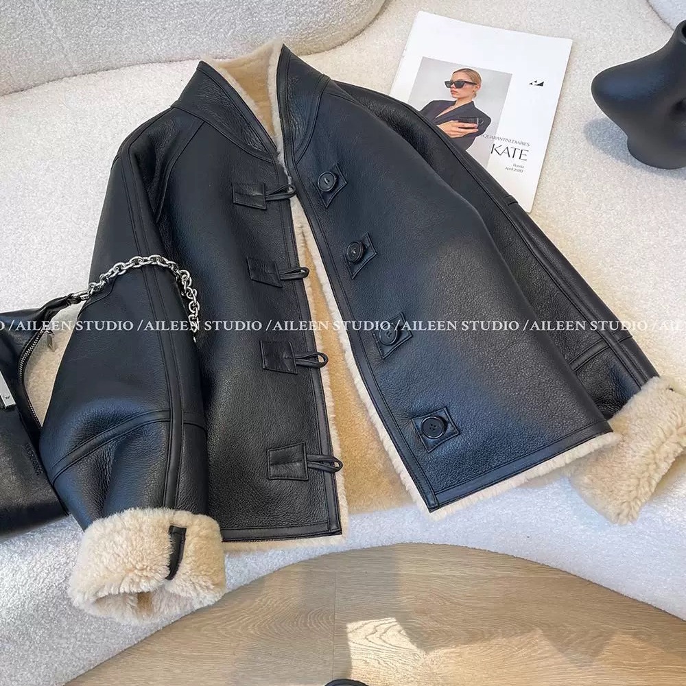 Black Reversible Shearling Lined Jacket XS